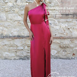 REWRITTEN Porto Bridesmaid Dress - Hot Pink Satin