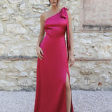 REWRITTEN Porto Bridesmaid Dress - Hot Pink Satin