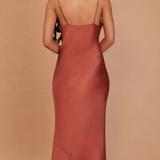 REWRITTEN Pollenca Bridesmaid Dress in Terracotta Lenzing™ Ecovero™ Satin (size 16)