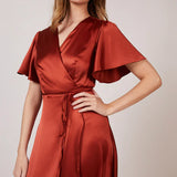 REWRITTEN Florence Waterfall Bridesmaid Dress - Burnt Orange