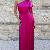 REWRITTEN Porto Bridesmaid Dress - Hot Pink Satin