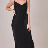 REWRITTEN Pollenca Bridesmaid Dress in Black Lenzing™ Ecovero™ Satin