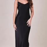 REWRITTEN Pollenca Bridesmaid Dress in Black Lenzing™ Ecovero™ Satin